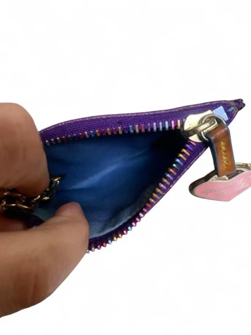 Vintage Y2K Dooney & Bourke Purple Multicolor DB Monogram Coin Case Key Wallet